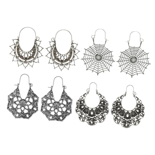 minkissy 4 Paare Gezackte Ohrringe Spinnennetz-ohrringe Dame Ohr Zubehör Modische Ohrschmuck Weibliche Ohrzubehör Neuartige Ohrringe Modische Ohrstecker Silver Legierung von minkissy