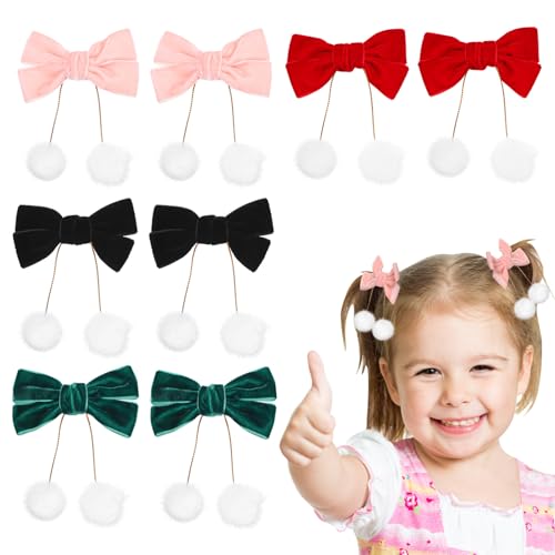 minkissy 4paare Schleifenclips Samt Haarschleife Mädchen Schleifen Haarnadeln Weihnachten Haarschmuck von minkissy