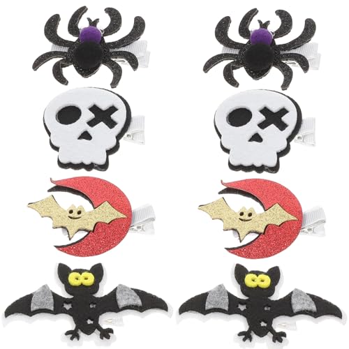 minkissy 4 Paare Halloween-haarspangen Dramatische Falsche Wimpern Kürbis-haarspangen Beleuchtete Gnome-ornamente Halloween-zwerg-anhänger Halloween-aufkleber Clown-haarspangen Deckel Eisen von minkissy