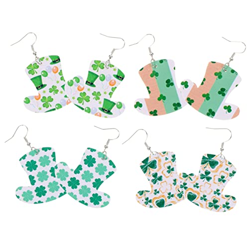 minkissy 4 Paare Ohrringe Shamrock Design Patrick's Day Schmuck Kostümaccessoire Leichte Langlebige Ohrhänger für Damen Passend zu Alltag und Festlichkeiten von minkissy