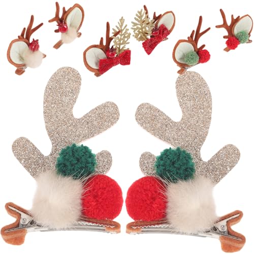 minkissy 4 Paare Weihnachts Haarspangen Rentier Geweih Haarclips Niedlich Festlich für Frauen Mädchen Leichte Geeignet für Weihnachtsfeier und Festtagsstimmung von minkissy