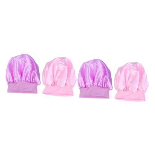 minkissy 4 Pcs Double Layer Shower Cap Silk Bonnet Night Cap Bonnet Shower Cap Chemoapy Cap Night Sleeping Hat Silky Bath Caps Wide Side Sleeping Cap Slap Hat Woman Beanie Hair von minkissy