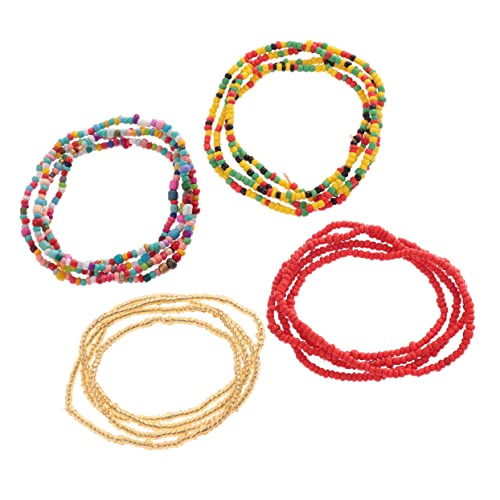 minkissy 4stücke Strand-taillenkette Aus Glas Mit Perlen Für Bikini-kette Taillenperlenkette Für Frauen Taillendekor Taillenketten Für Badeanzüge von minkissy