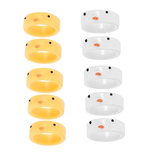 minkissy 4 Sätze Adorable Ringe Mit Niedlichem Hühnchen Muster Einfache Damenfinger Ringe Hochwertigem Dekorative Fingerringe Bunten Farben Komfortabel Und Hautfreundlich 10 Stück * 4 von minkissy
