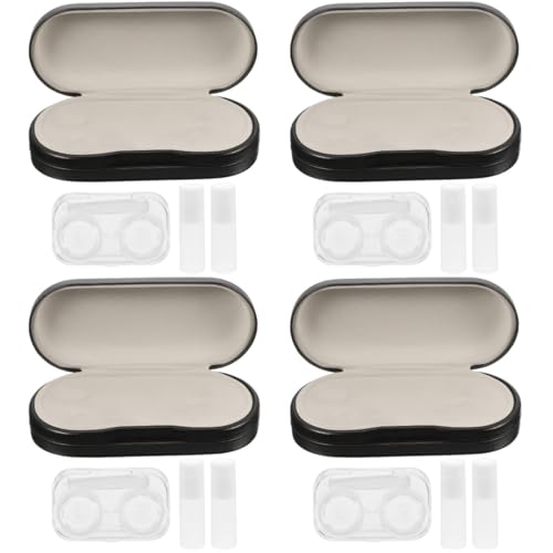 minkissy 4 Sätze Doppellagiges Brillenetui Reisebrillen-Organizer Hartes Brillenetui Reisekontakt Len Schnapsgläser Tragbares Brillenetui Brillenbehälter Brillenhalter Beflocktes Tuch Weiß von minkissy