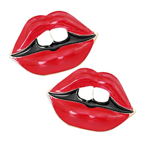 minkissy 4 Sätze Rote Lippen Brosche Legierungsmaterial Emaillierte Corsage Anstecknadel Für Frauen Modeaccessoires Für Kleidung Schals Und Hüte 2 Stück * 4 von minkissy
