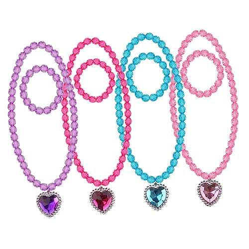 minkissy Prinzessin Halskette Und Armband Für Mädchen 4 Stück Schmuckset Aus Bunten Perlen Kinderschmuck Für Kleinkinder Einzigartiges Design Für Spiel Und Spaß Für Partys Und von minkissy