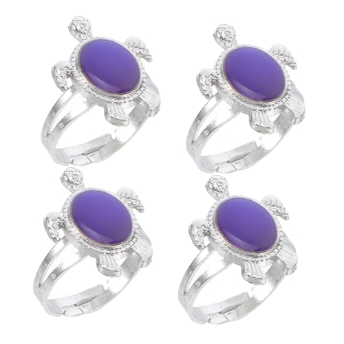 minkissy 4 Sätze Teiliges Schildkröten Farbwechselring Unisex Emotion Ring Für Temperaturwechsel Kreative Designs Perfektes Für Besondere Anlässe 4 Stück * 4 von minkissy