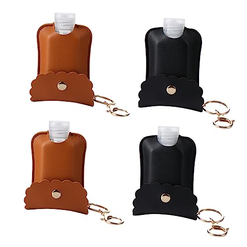 minkissy 4 Sets/8pcs Hand Wash Bottle with Keychain Leather Key Chain Travel Liquid Container Travel Bottle Covers Lotion for Kids Flip Cap Reusable Bottle Travel Keychain Bottles Clamshell von minkissy