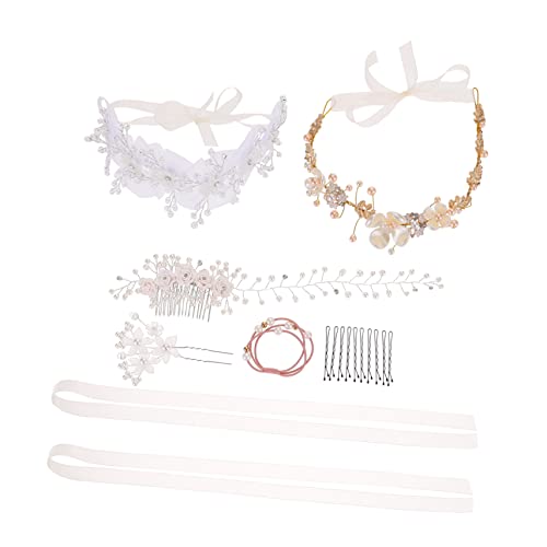 minkissy 4sätze Blumenstirnband Für Mädchen Perlen Haarband Blumenmädchen Stirnbänder Blumenkrone Haar-accessoire Hochzeit Blumenmädchen Schmuck von minkissy