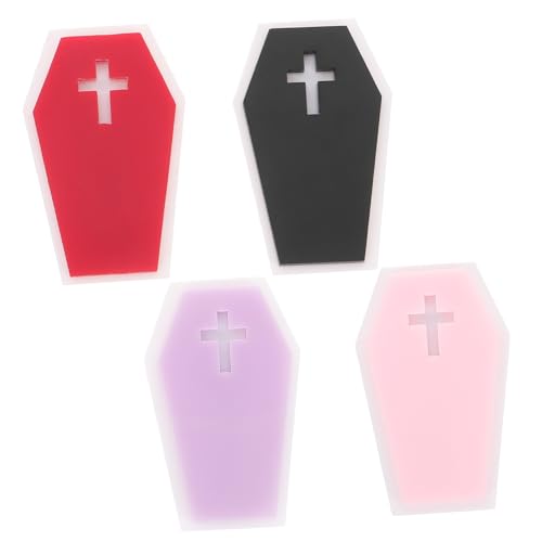 minkissy 4stücke Coffin Shaped Haarspangen in Violett Rosa Schwarz Und Rot Dekorative Haarclips Für Halloween Punk-stil Für Mädchen Und Frauen von minkissy