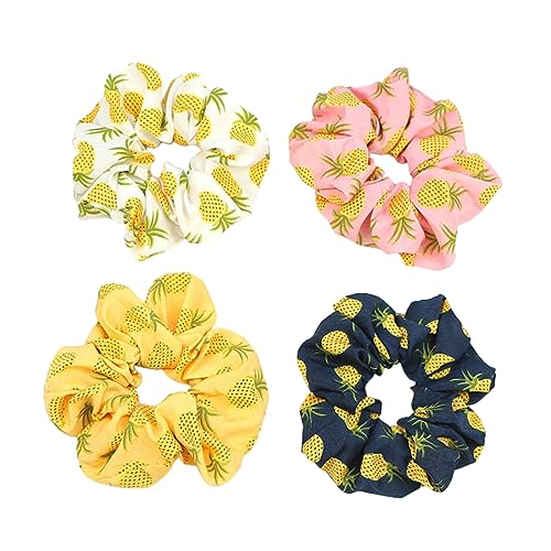 minkissy 4 Stück Ananaswurst Ringe Schal Scrunchies Hochzeit Elastics Scrunchy Tiaras für Mädchen Schleife Scrunchies Ananas für Frauen Stretchy Scrunchies Mädchen Tiara Obst Tuch Haar von minkissy