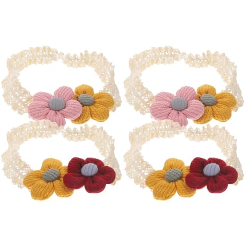 minkissy 4 Stück Baby Stirnband Blumen Haarband Haarschmuck Stirnbänder für Kleinkinder Baby-Mädchen-Stirnband Koreanische Version Kopfbedeckung Handgemacht rot und gelb neugeboren Stoff von minkissy