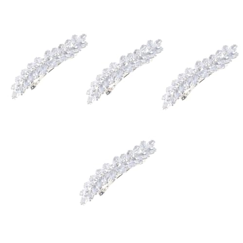 minkissy 4 Stück Blattfederclip elegant frisierumhang ponytail beanie diehochzei haar klammer Haarspange für Honeymoon weddin girls Zirkon Federbügel Haarschmuck Haarnadel Damen schmücken von minkissy