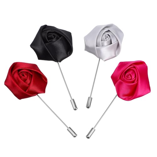 minkissy 4stücke Rosen Anstecknadeln Für Herren Anzüge Kragen Broschen Herrenmode Schmuck Dekorative Anstecknadeln Für Männer Anzüge Zubehör von minkissy