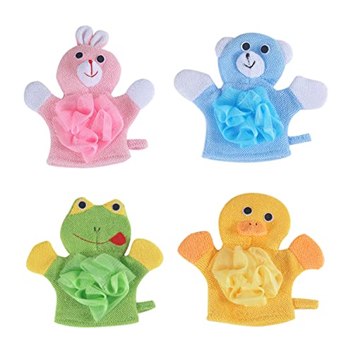 minkissy 4 Stück Cartoon-Duschhandschuhe Handtuch Körperwäsche Scrubber Schwamm Gel Netz badehandtücher badetücher handschuhe Körperduschtuch dekorativer Duschhandschuh von minkissy