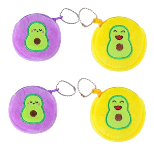minkissy 4stücke Cartoon Earphone Pouch Plüschmünzbeutel Für Mädchen Praktische Geldbörse Für Münzen Schlüssel Und Kopfhörer Portable Tasche in Gelb Und Violett von minkissy