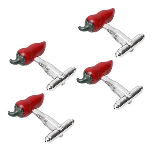 minkissy 4 Stück Chili Manschettenknöpfe Metall Manschettenknopf Abdeckung Manschettenknöpfe Für Herren Hemd Manschettenknopf Abdeckung Kleines Manschettenknopf Zubehör Knopf von minkissy