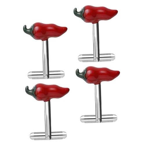 minkissy 4 Stück Chili -manschettenknöpfe Manschettenlinks Kreativer Hülsennagel Mode-hemd-nagel Hemdmanschettenknöpfe Süße Manschettenknöpfe Knopfabdeckungen Zum Aufstecken Kupfer von minkissy