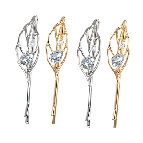 minkissy 4 Stück Dekorative Haarklammern Filigrane Bobby Pins in Gold und Silber Leichte Schonende Haarspangen für Damen Stabiler Haarbruch Eleganter Design Schmuck von minkissy