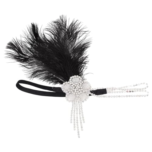 minkissy 4 Stück Feder Stirnband Blumenhaarspangen Für Frauen Haarband Perlenaccessoires Für Damen Jahrgang Tolle Gatsby-kopfbedeckung Braut-fascinator Hochzeitshaar Mesh-gürtel 20er Bilden von minkissy