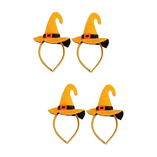 minkissy 4 Stück Gelber Haken Hut Stirnband Halloween-cosplay-stirnband Hexenhut Stirnband Hexenkostüm Für Damen Halloween- -stirnband Honig Samt Knopf Frauenkleidung Kleinkind von minkissy