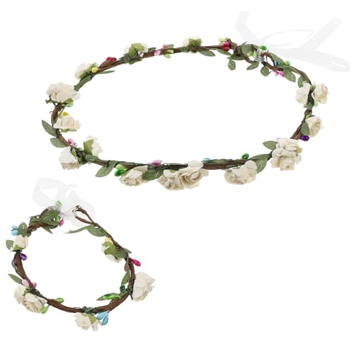 minkissy 4 Stück Weißes Blumenstirnband Für Mädchen Blumenstirnband Mädchen Blumenmädchen Stirnband Für Die Hochzeit Lila Blumenstirnband Für Mädchen Kleinkind Armband Braut von minkissy