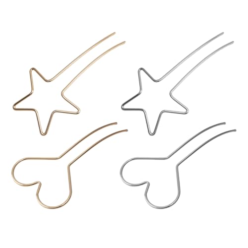 minkissy Dekorative Haarnadel Für Damen 4 Stück Haargabel Für Dutt Metall-haarspangen Modisches Design Für Partys Bankette Büro von minkissy