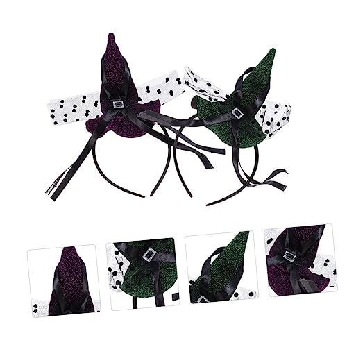 minkissy Halloween-stirnband in Hexenhut-form 4er-pack Hexenhorn-förmiges Haar Halloween-kopfschmuck Damen-stirnband von minkissy