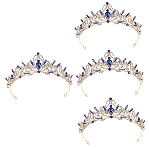 4 Stück Krone Stirnband Für Die Dekoration Tiara-stirnband Königin Kostüm Glitzer Hochzeit Tiara Prinzessin Stirnband Brautdekor Brautjungfer Hochzeitskleid Zink Legierung Leuchter von minkissy