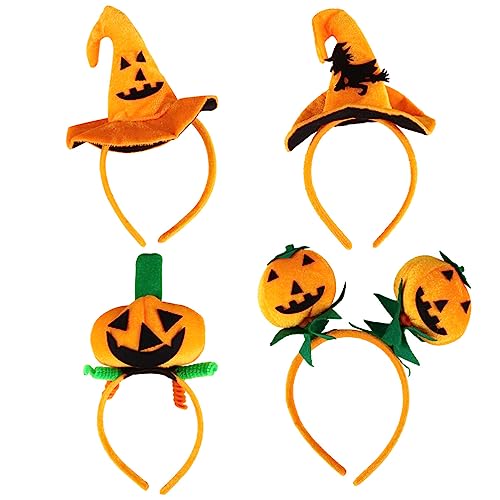 minkissy 4 Stück Halloween-stirnband Halloween-haar-accessoire Halloween-elfenhüte Schmink Haarband Haarspangen Für Kinder Damenhüte Halloween-kopfschmuck Fräulein Hut Stoff Zubehör von minkissy