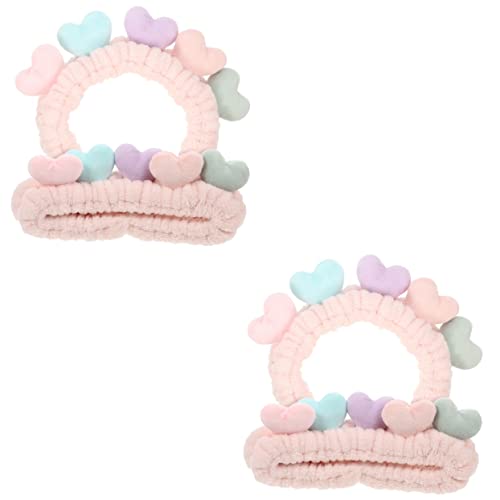 minkissy 4 Stück Herz Stirnband Kosmetisches Stirnband Geschwollene Stirnbänder Gesichts-make-up-stirnbänder Spa-stirnband Hautpflege-stirnband Haarband Haarschal Mädchen Stoff Pyjama Damen von minkissy