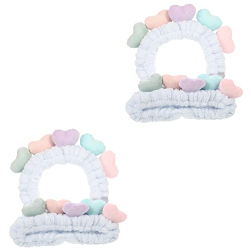 minkissy 4 Stück Herz Stirnband Kopftuch Für Mädchen Kawaii Gesichtswaschstirnband Herz-spa-stirnband Stirnband Gesichtsherzen Gesichts-make-up-stirnband Fräulein Pyjama Stoff Elastisch von minkissy