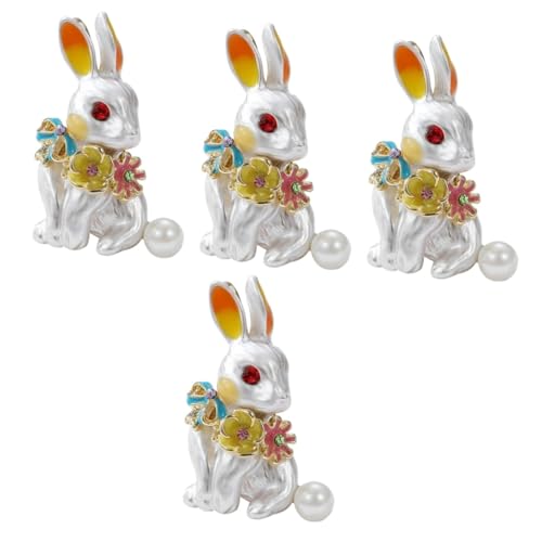 minkissy 4 Stück Kaninchen Brosche Pin Niedliche Alloy Bunny Brosche für Kleidung Taschen und Jacken Geschenkidee für Ostern Geburtstage und Feiertage Einfach Anzubringen und von minkissy