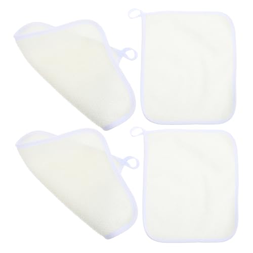 minkissy 4 Stück Körperwaschlappen Körper- und Gesichtspeelingtuch Badetuch mit weicher Webung Sanftes Badehandtuch Massagehandtücher Waschlappen für den Körper Peeling-Lappen PSA Beige von minkissy
