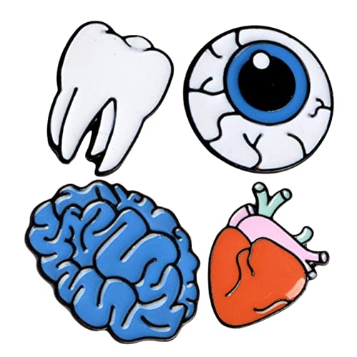 minkissy 4 Stück Kreative Teilige Brosche mit Organmotiven Herz Auge Zahn Einzigartiges Bekleidungszubehör für Jacken Schals Taschen Hüte Stilvolles Accessoire von minkissy