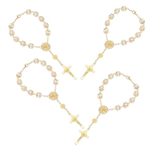 4 Stück Kreuzarmband Perlen Teiliges Stilvolles Modisches für Damen Herren Langlebige Legierung für Besondere Anlässe oder von minkissy