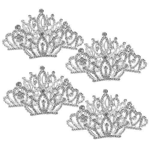 minkissy 4 Stück Kronenkamm Kleiner Klipp Strasskamm Kleines Diadem Aus Strass Diademe Für Mädchen Edelsteine ​​strass Tiara Tiara-kamm Aus Kristall Mini Student Legierung Kleiner Kamm von minkissy