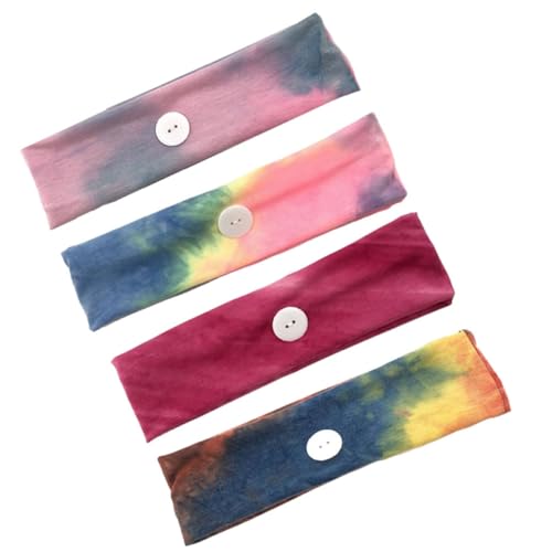 minkissy 4stücke Teiliges Schmales Stoff-haarband Mit Knöpfen Atmungsaktives Stirnband Ohrenschutzmaske Für Sport Draußen Rosa Rosa Blau Rosé Rot Blau Gelb von minkissy