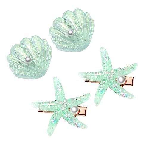 minkissy 4 Stück Muschel-seestern-haarspange Haarspange Aus Muscheln Hochzeitskopfschmuck Für Die Braut Shell Pearl Clips Stern Haarspangen Mädchen Haarklammer Modellieren Plastik von minkissy