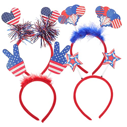minkissy 4 Stück Patriotische Stirnbänder Independence Day Festival Haarbänder Leicht und Bequem für Party und Kostüm Zubehör Geeignet für Erwachsene von minkissy