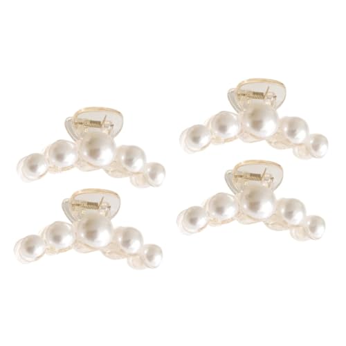 minkissy 4 Stück Perle Greifen Perlen-haarspange Haarspange Aus Acryl Frauen Kopfschmuck Haarspangen Für Mädchen Perlenspange Haarstyling-clips Haarkrallen Ziemlich Hinterkopf Fräulein von minkissy