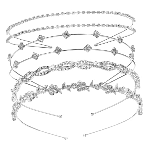 minkissy 4stücke Strass-stirnband Für Frauen Metall Hochzeitskopfschmuck Glitzer-stirnband Zur Brautschmuck Haarband Mit Strass Für Brautfrisuren Brauthaarzubehör von minkissy