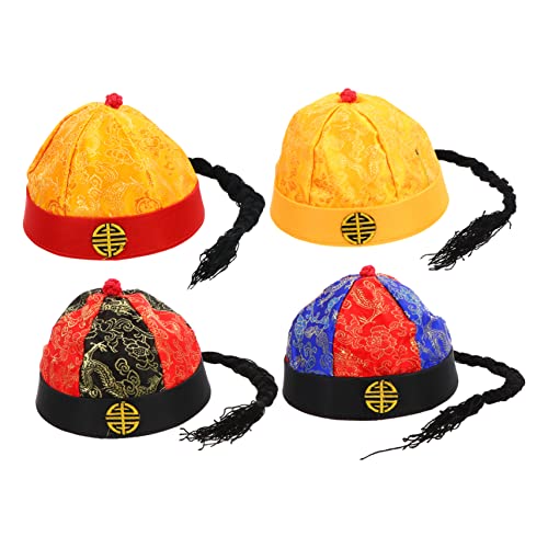 minkissy 4stücke Kreative Qing-stil-hüte Interessante Performance-requisiten Mit Zöpfen Für Theaterstücke Und Feste Nr von minkissy