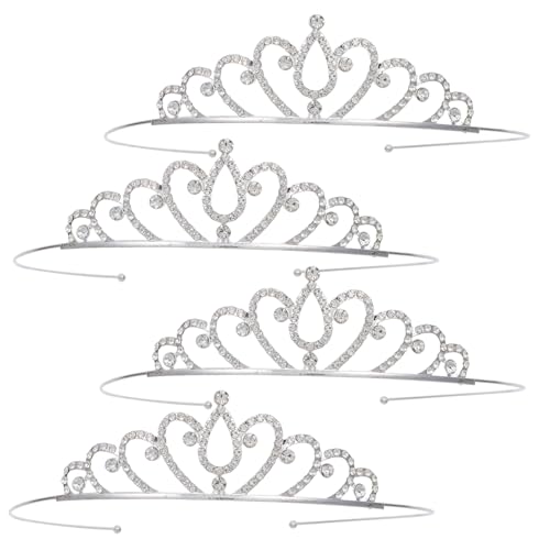 minkissy 4 Stück Prinzessin Tiara Haarreif Teiliges Strass Diadem Haarband für Geburtstag Party Kostüm Aufführung Mädchen Zubehör von minkissy