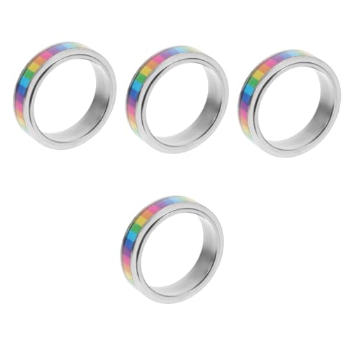 minkissy 4 Stück Regenbogenring für Männer Langlebiger Lgbt Schmuck Komfortabel Hautfreundlich für Partys Besondere Anlässe Stilvolles für Männer Frauen von minkissy