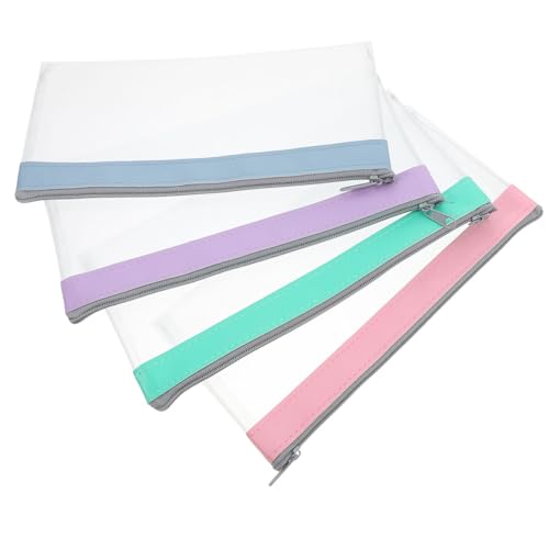 minkissy 4 Stück Durchsichtige Geldbeutel mit Reißverschluss Matierte Umschlagtaschen für Bargeld Schecks Budgetierung Robustes Wiederverwendbares Material für Unterwegs Büro und Reisen von minkissy
