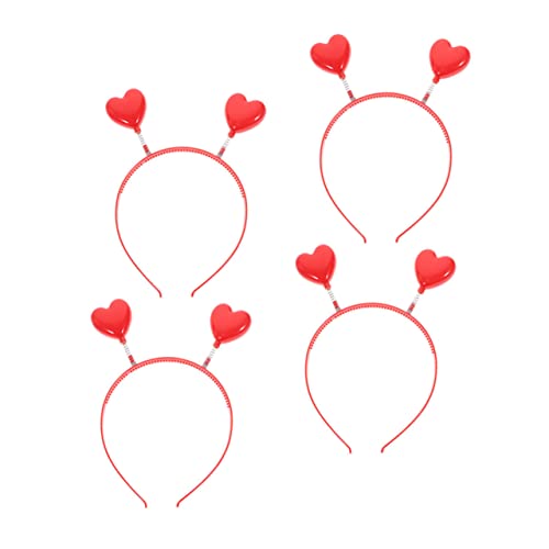 minkissy 4 Stück Rotes Herz-stirnband Party-haardekoration Stirnband Mit Herz-pailletten Valentinstag Stirnband Romantische Haarbänder Feiertagskopfhörer Plastik Feder Mädchen Haarnadel von minkissy
