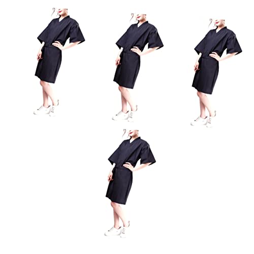 minkissy 4 Stück Schwarze Durags Für Herren Damenjacke Herren Schwarze Jacke Jacken Für Damen Strandhemden Für Damen Haarschnitt Umhang Kittel Zum Haarschneiden Uniform Kimono Schürze von minkissy
