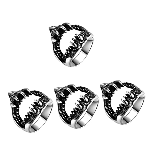 minkissy 4 Stück Shark für Herren Stilvoller Titanstahlring im Coolen Design für Partys Besondere Anlässe Perfektes für die Ihren Look Aufpeppen Möchten von minkissy